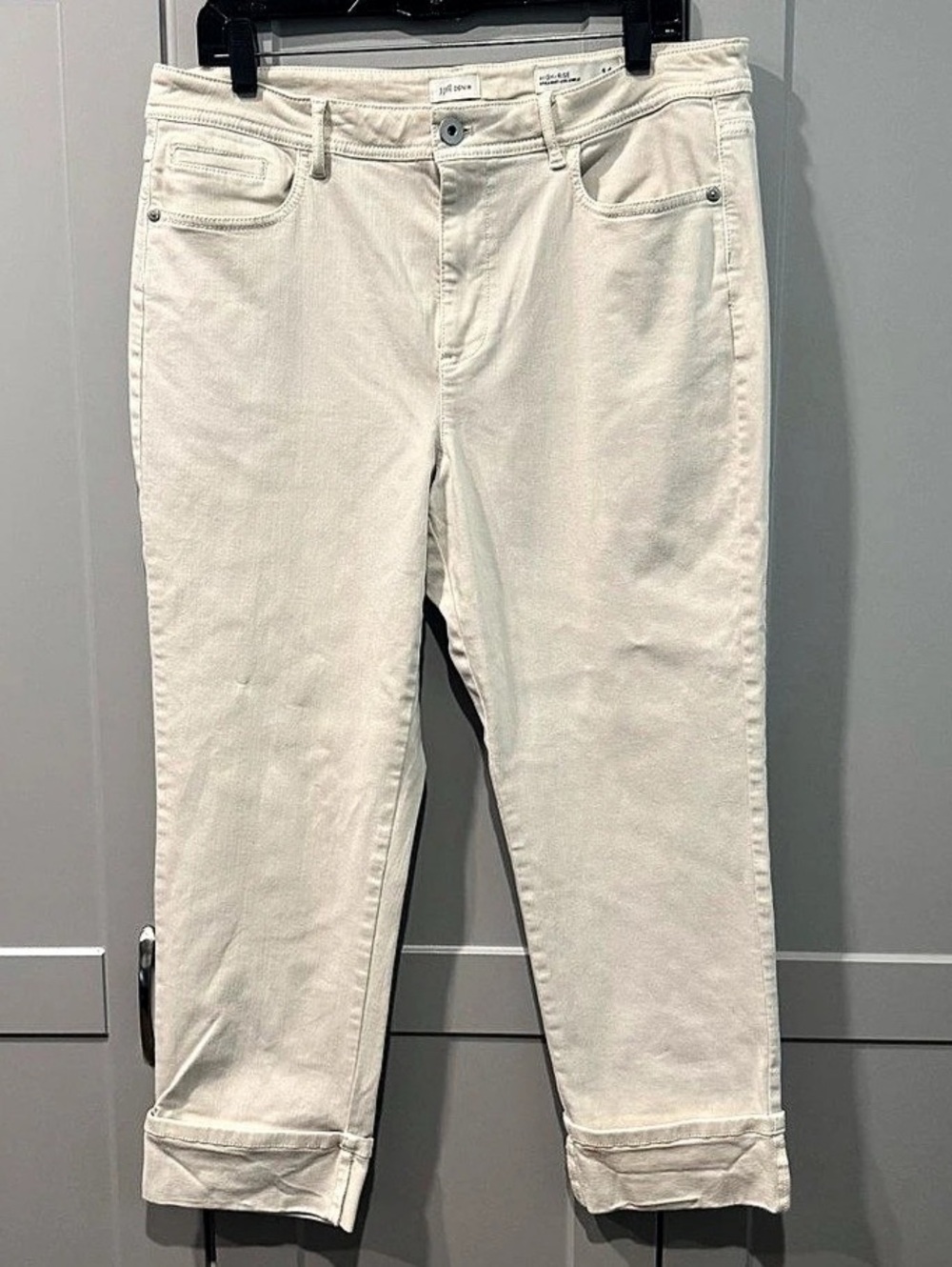 J.Jill High-Rise Straight-Leg Ankle Jeans Cream Size 14P